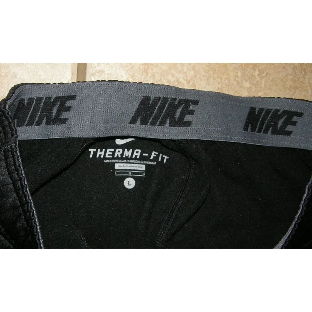 NIKE THERMA-FIT Mens sz Large Casual Wear Elastic Waist Black Sweatpants Pockets